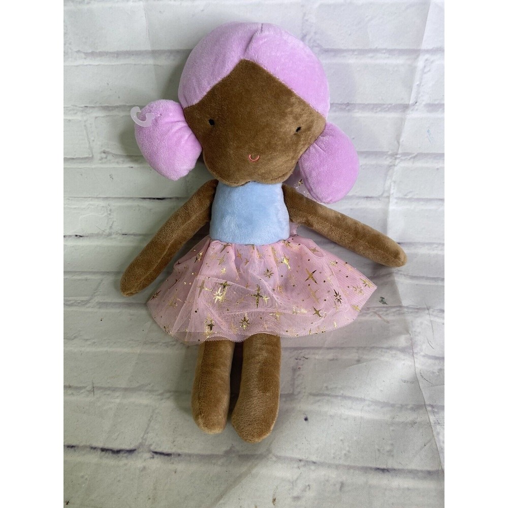 Max Studio Kids African American AA Fairy Ballerina Plush Doll Pink Yarn Hair